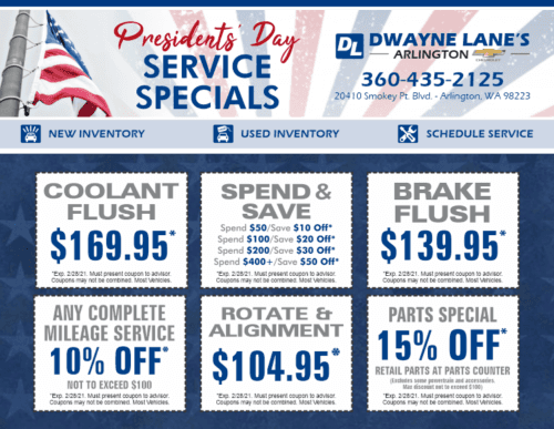 Service Coupons | Dwayne Lane's Arlington Chevrolet