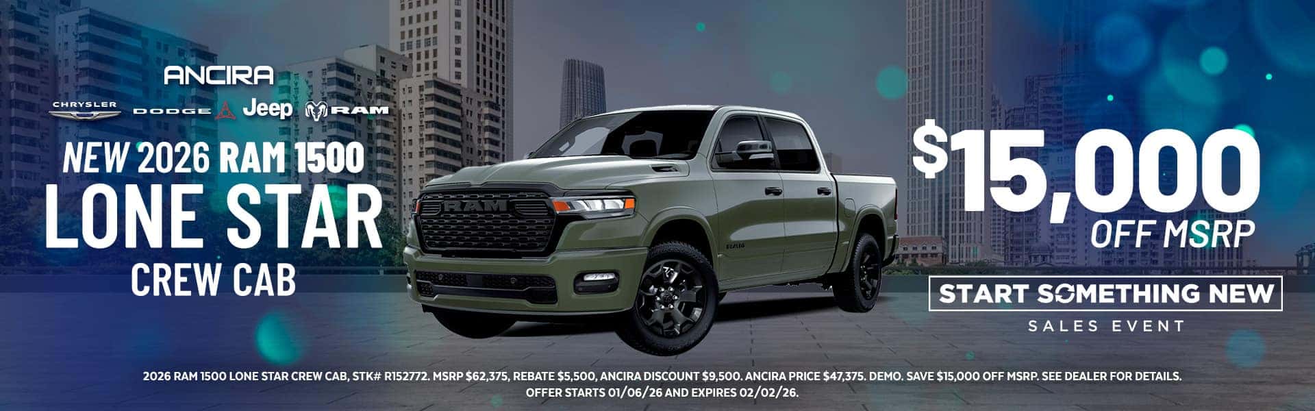 2026 Ram 1500 Lone Star Crew Cab Special in San Antonio - Ancira Chrysler Jeep Dodge Ram