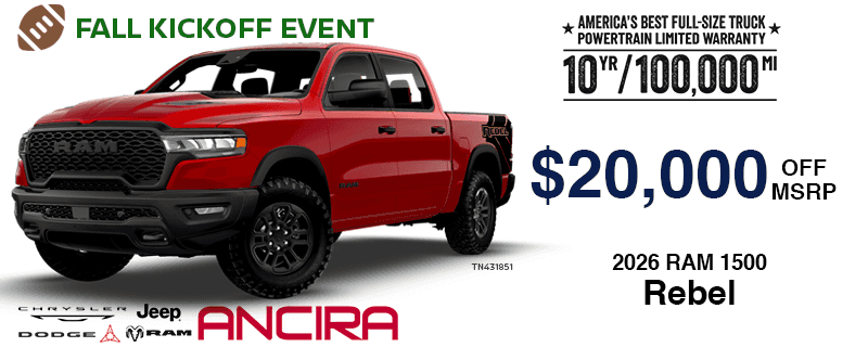 2026 Ram 1500 Rebel September Kickoff Special in San Antonio - Ancira CJDR