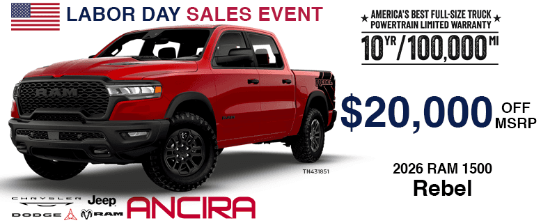 2026 Ram 1500 Rebel September Labor Day Special in San Antonio - Ancira CJDR