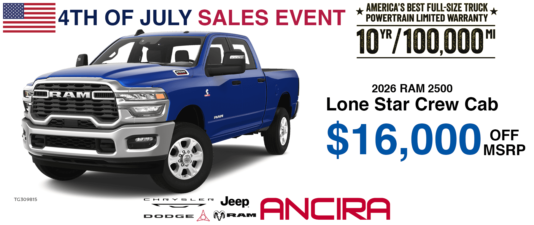 2026 Ram 2500 Lone Star Crew Cab 4th of July Special in San Antonio - Ancira Chrysler Jeep Dodge Ram