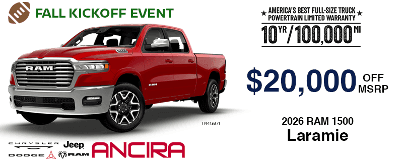 2026 Ram 1500 Laramie September Kickoff Special in San Antonio - Ancira CJDR