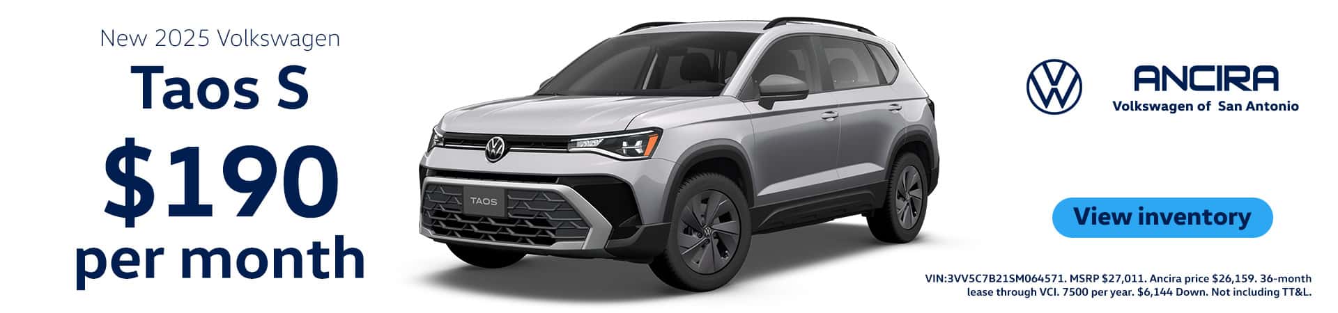 aug25-VW-San-Antonio-Web-Desktop-1920&#215;450-New-2025-Volkswagen-Taos-S