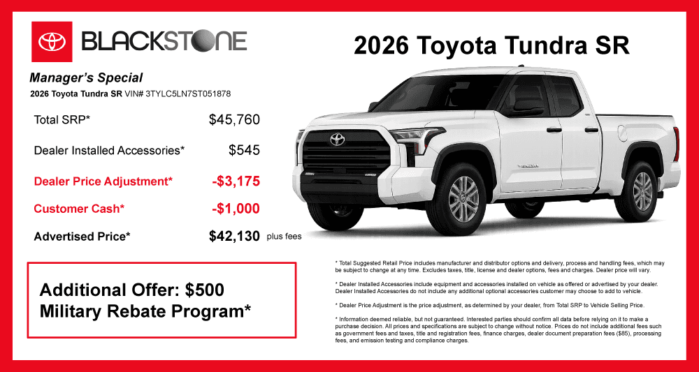 Manager Special - 2026 Toyota Tundra SR