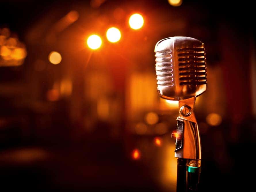 Retro microphone on stage