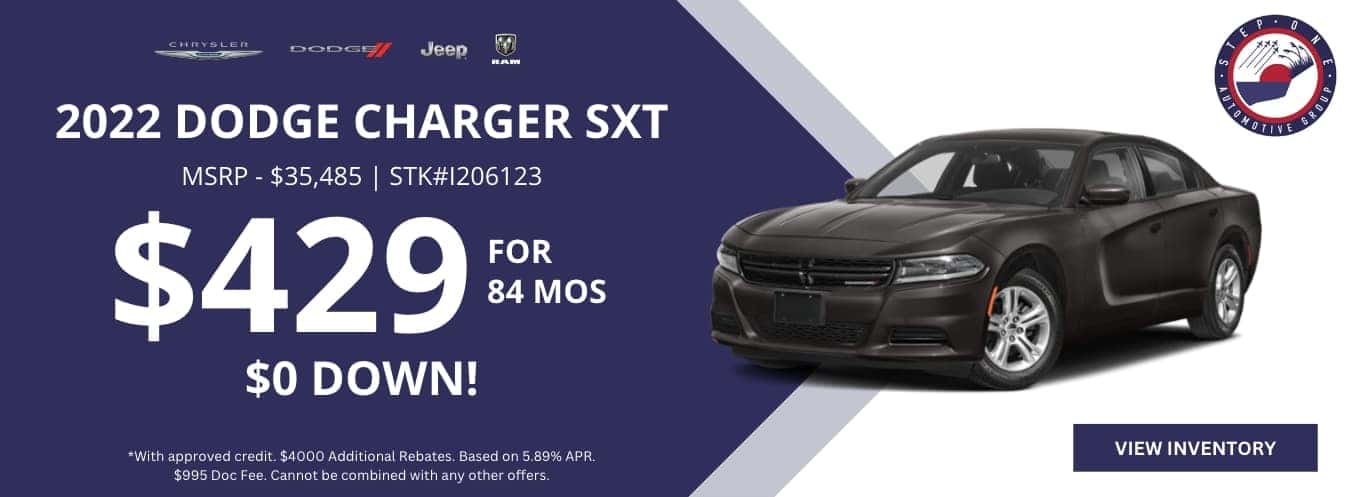 2022 Dodge Charger SXT $429 for 84 MOS $0 Down at CDJR South Savannah