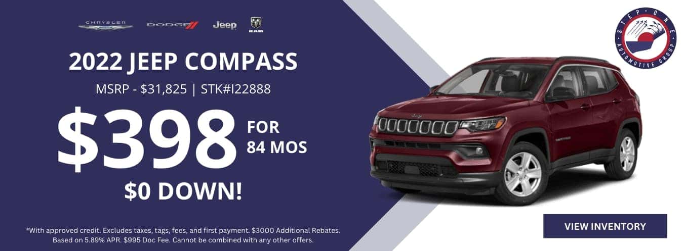 2022 Jeep Compass $398 for 84 MOS $0 Down at CDJR South Savannah