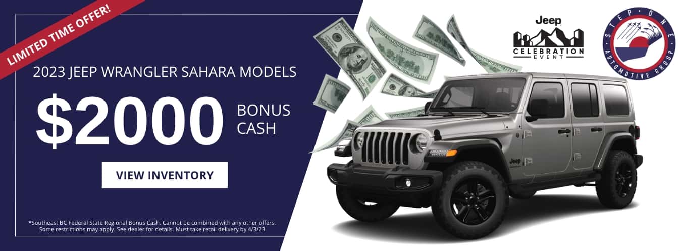 2023 Jeep Wrangler Sahara Models $2000 Bonus Cash at CDJR South Savannah