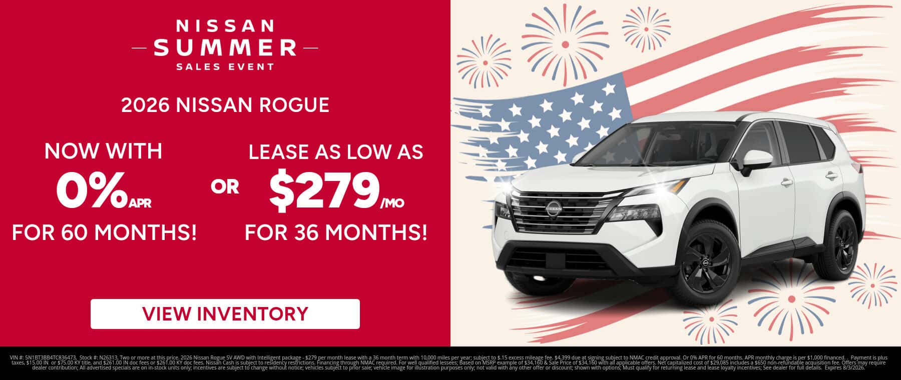 Best lease payments on a 2026 Nissan Rogue near Clarksville, IN