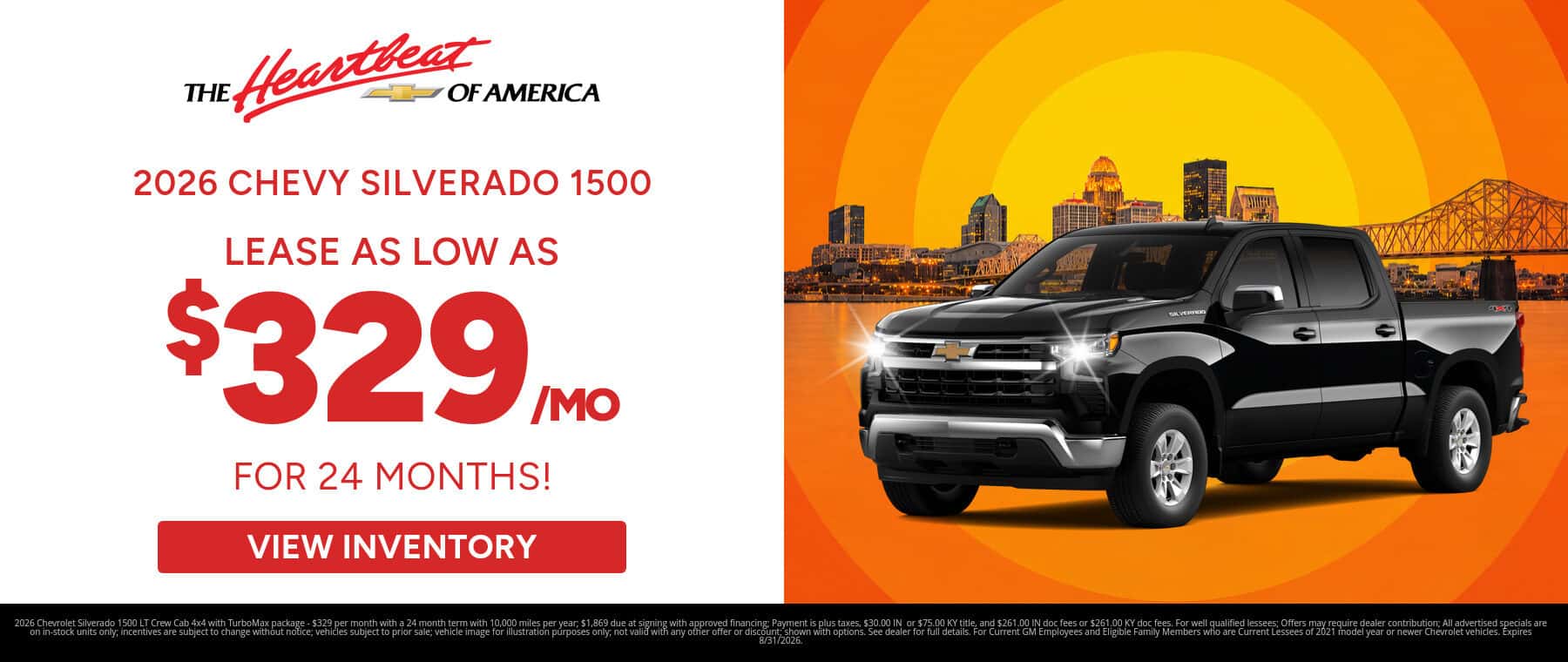 Lease Special on a new Chevy Silverado 1500 near Sellersburg, Indiana!