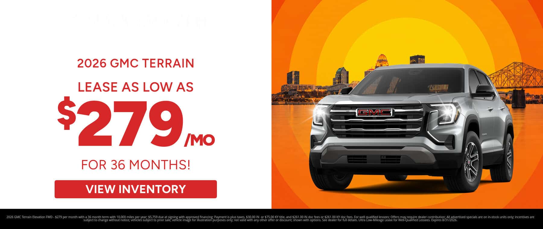 Best lease payments on a 2026 GMC Terrain near Jeffersonville, Indiana