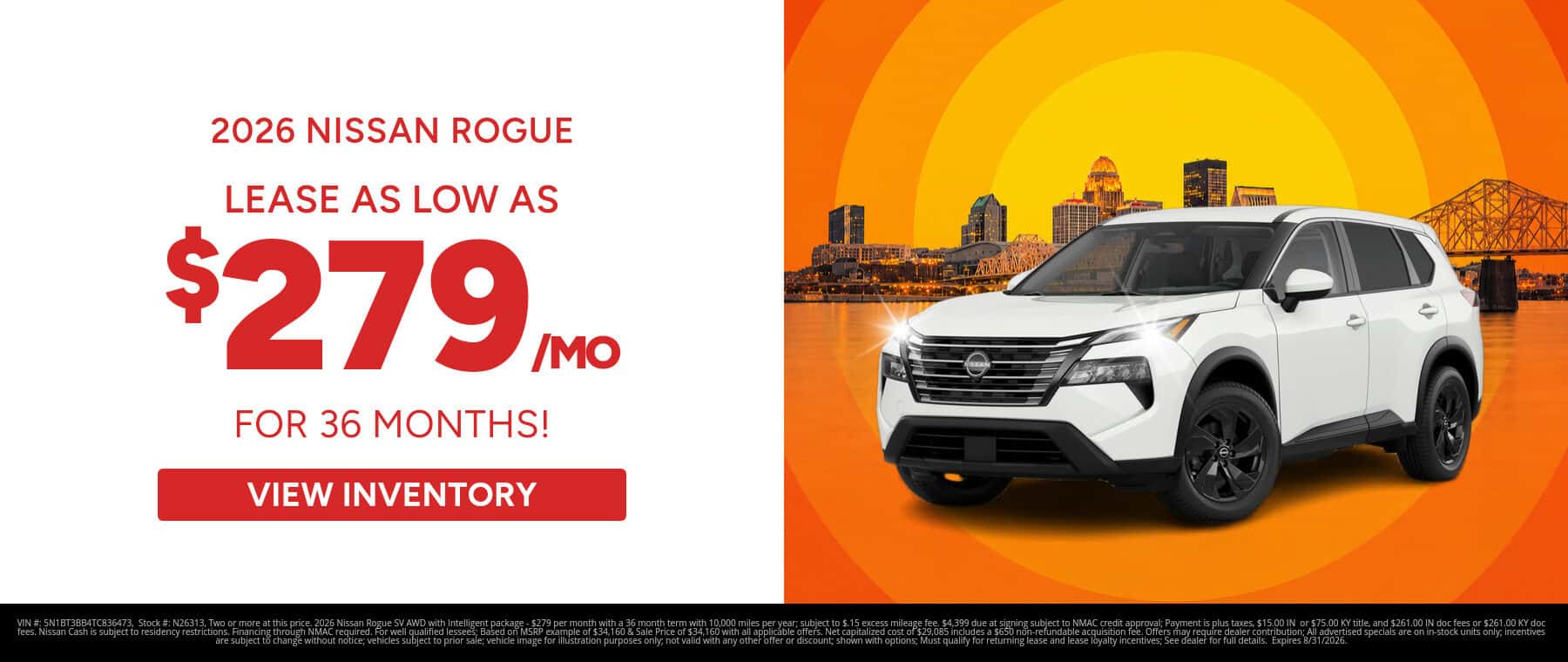 Best lease payments on a 2026 Nissan Rogue near Clarksville, IN