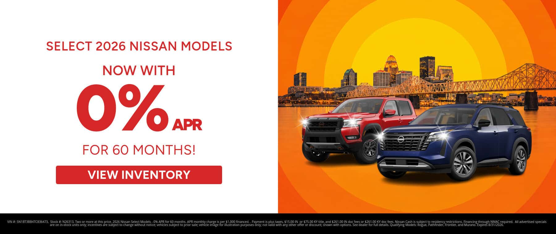 Best finance rates on a 2026 Nissan Select Models near New Albany, IN