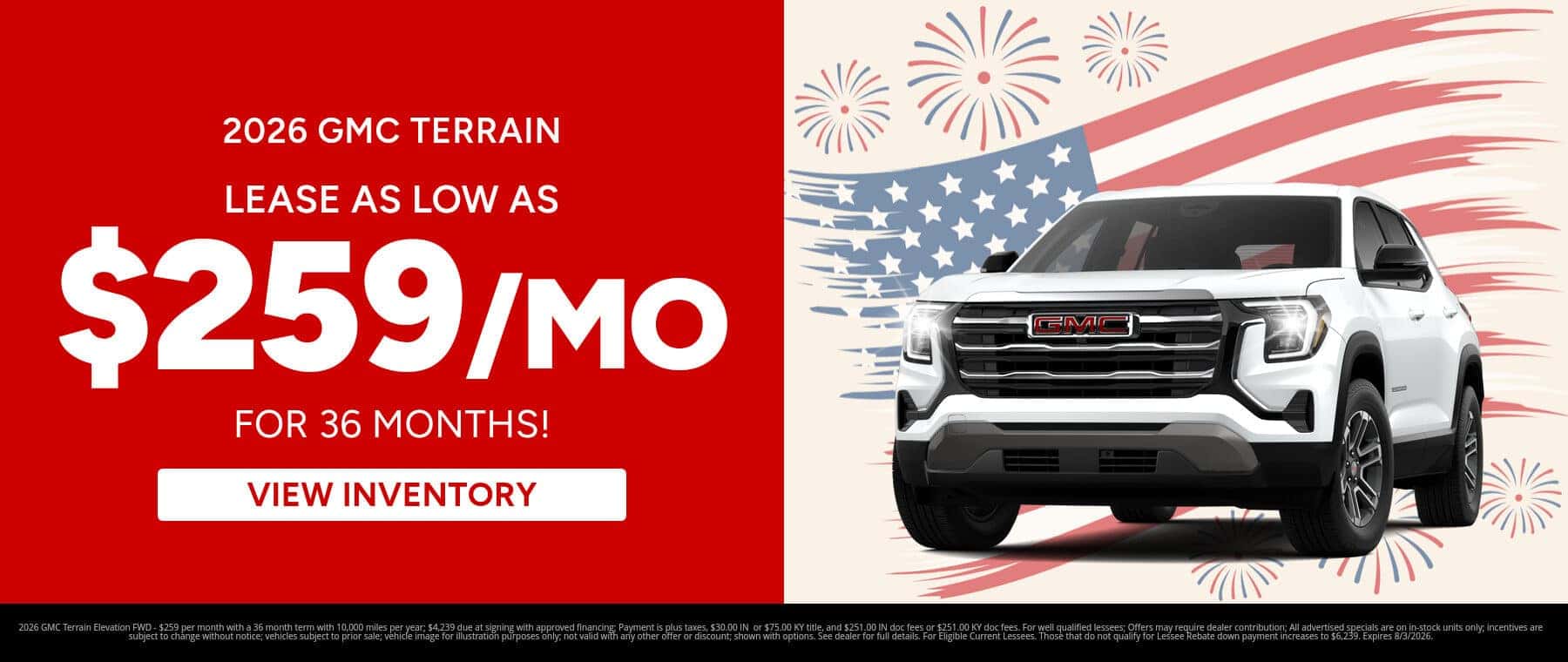 Best lease payments on a 2026 GMC Terrain near Jeffersonville, Indiana