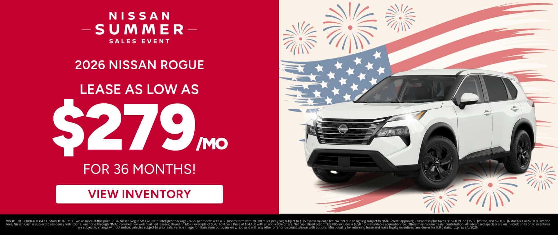 Best lease payments on a 2026 Nissan Rogue near Clarksville, IN