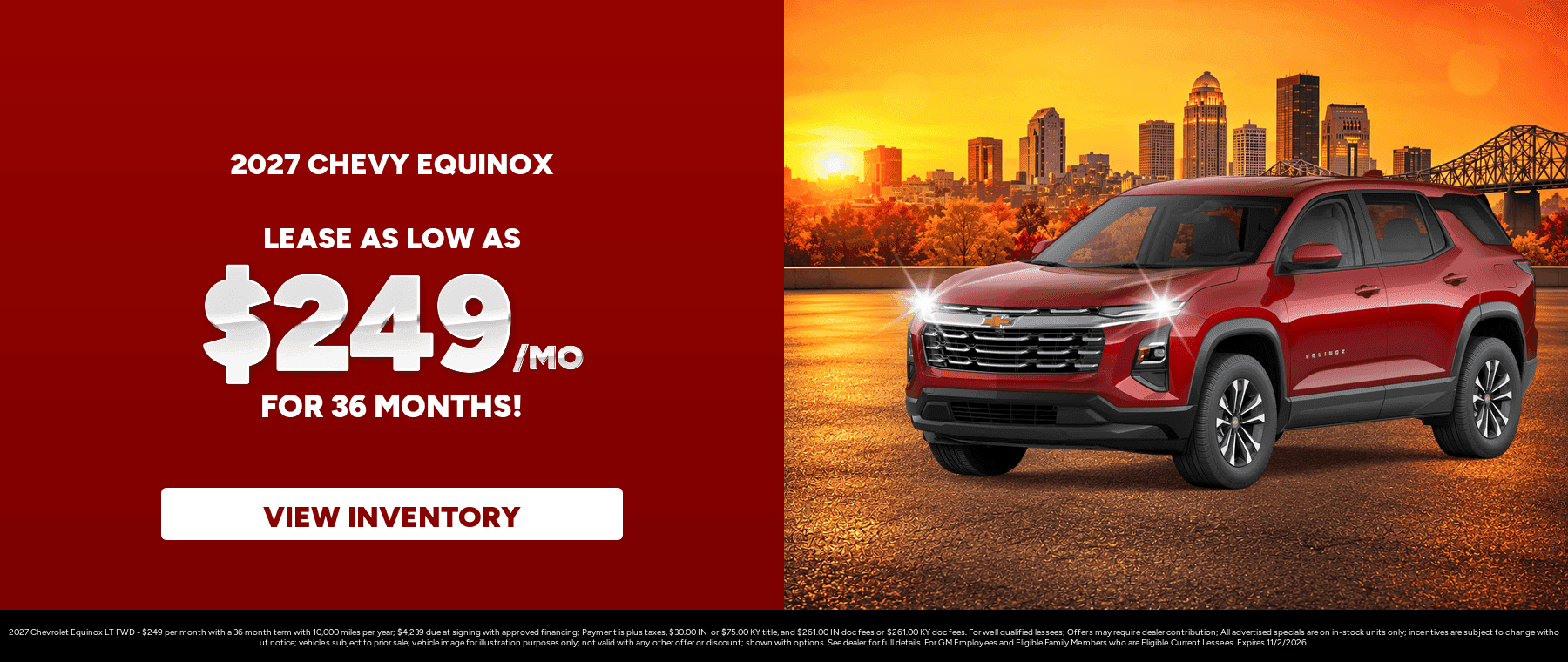 Best lease payments on a 2027 Chevrolet Equinox near Sellersburg, Indiana