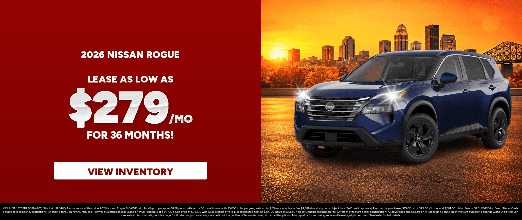 Best lease payments on a 2026 Nissan Rogue near Clarksville, IN