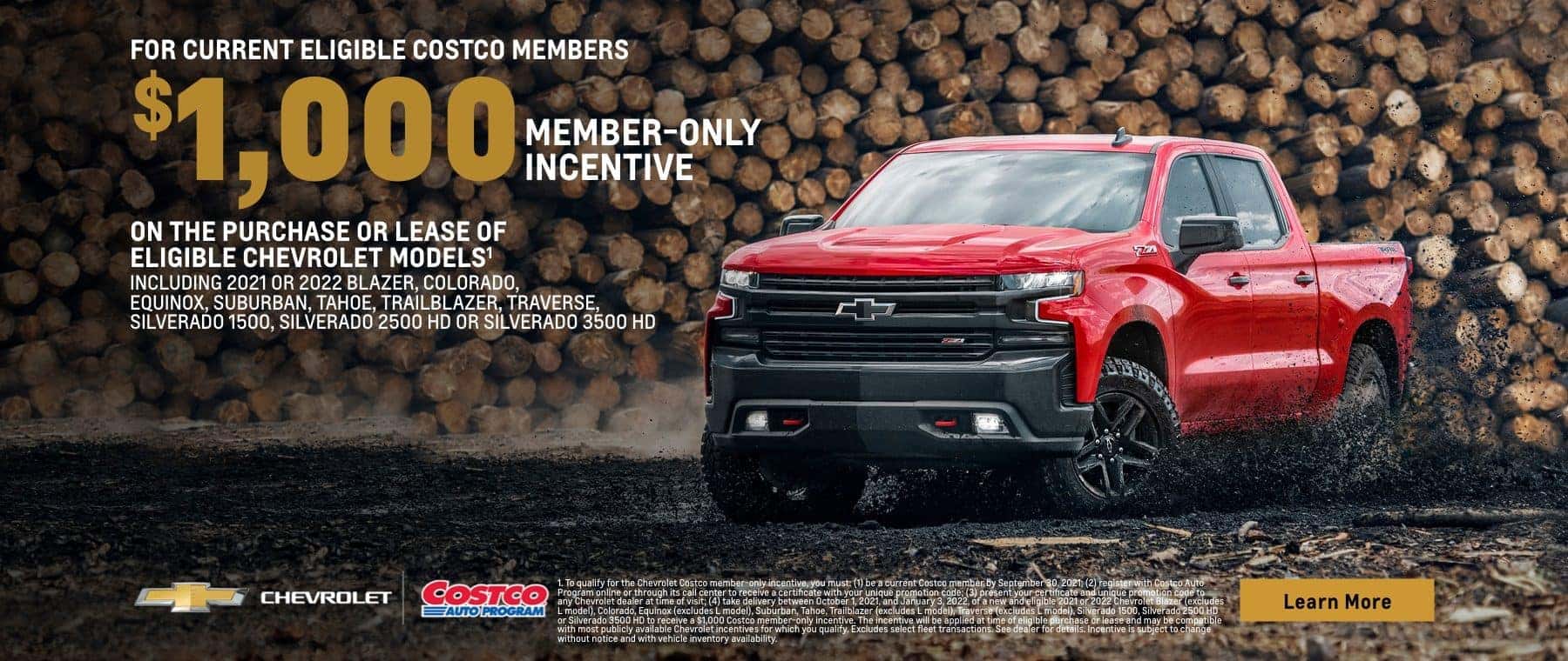 For current eligible costco members $1,000 member only incentive on the purchase or lease of eligible chevrolet models