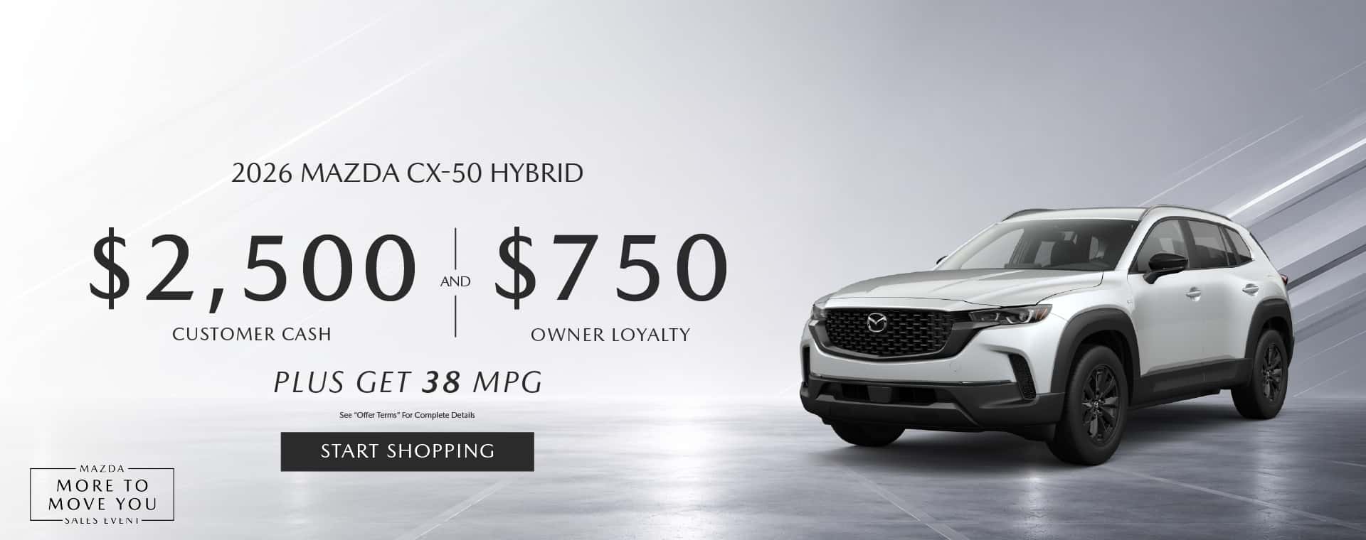 $2,500 Customer Cash and $750 Owner Loyalty On 2026 Mazda CX-50 Hybrid