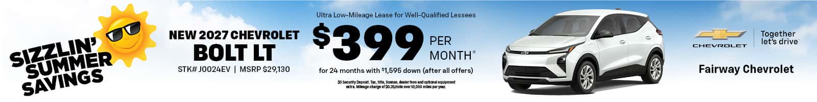 Lease a New 2027 Chevrolet Bolt LT for $399/month