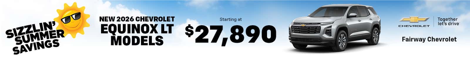 Get A New 2026 Chevrolet Equinox LT Starting at $27,890