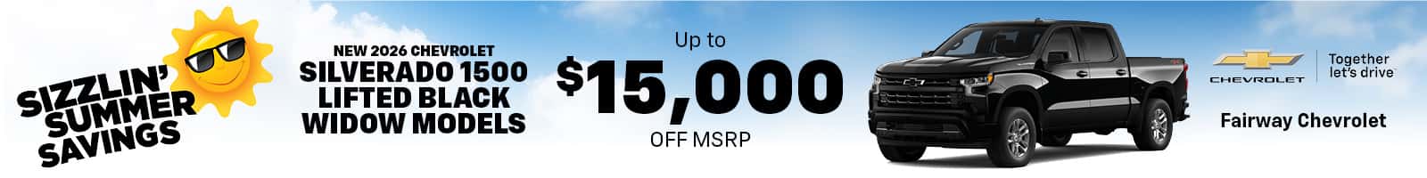 Get Up to $15,000 Off MSRP On New 2026 Chevrolet Silverado 1500 RST Lifted Black Widow Models