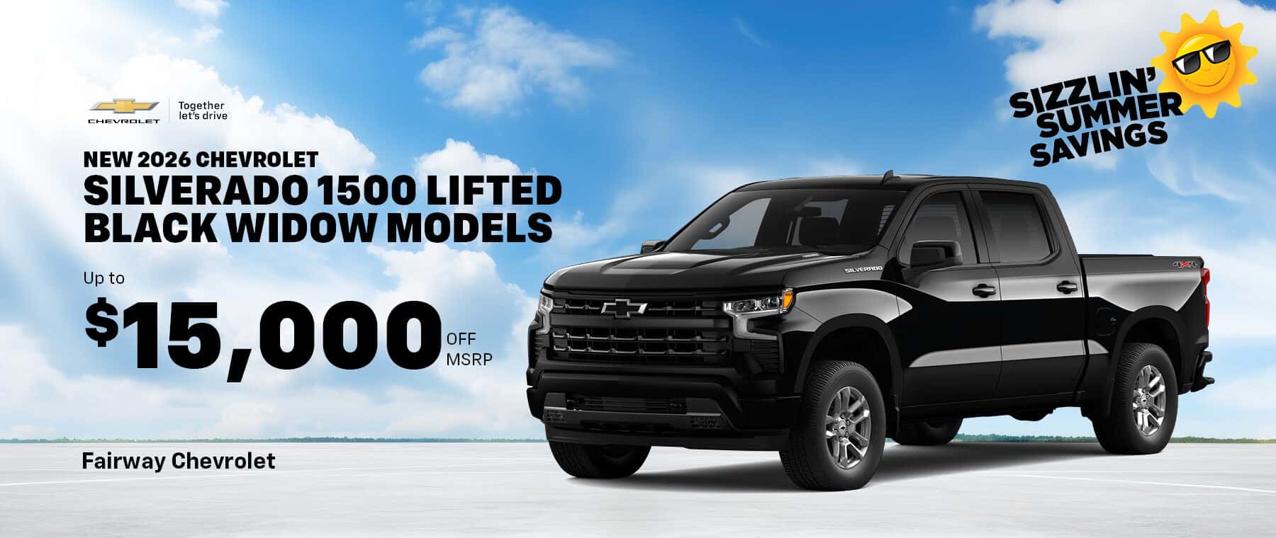 Get Up to $15,000 Off MSRP On New 2026 Chevrolet Silverado 1500 RST Lifted Black Widow Models