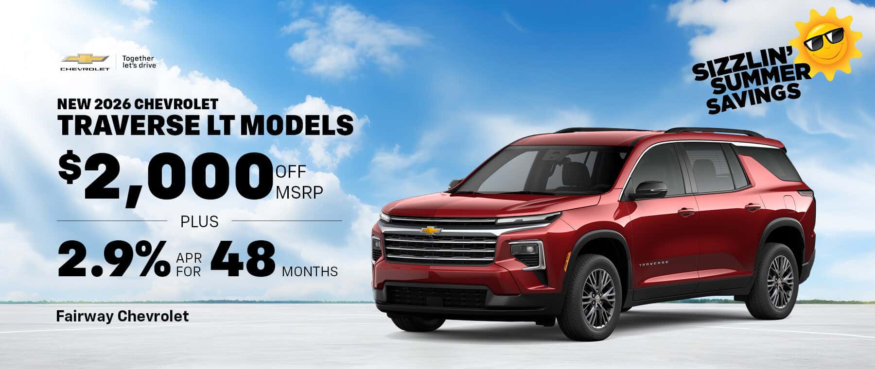 Get $2,000 Off MSRP A New 2026 Chevrolet Traverse LT Models