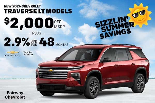 Get $2,000 Off MSRP A New 2026 Chevrolet Traverse LT Models
