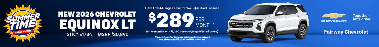 Lease A New 2026 Chevrolet Equinox LT for $289/month