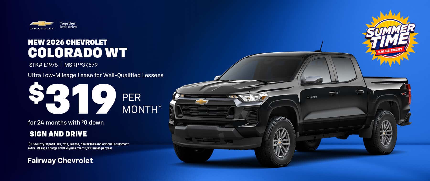 Lease A New 2026 Chevrolet Colorado WT for $319/month