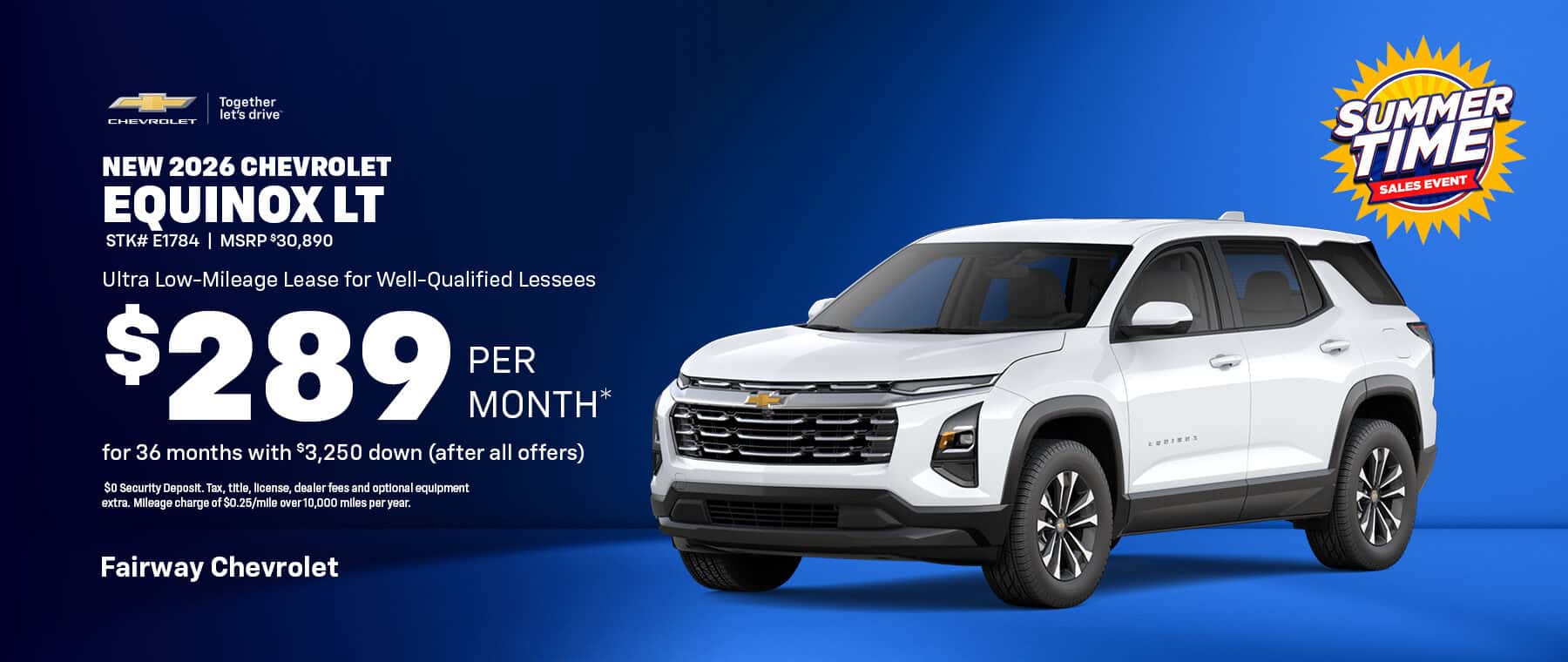 Lease A New 2026 Chevrolet Equinox LT for $289/month