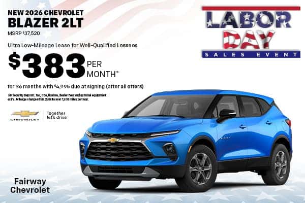 Lease a New 2026 Chevrolet Blazer 2LT for $383/month