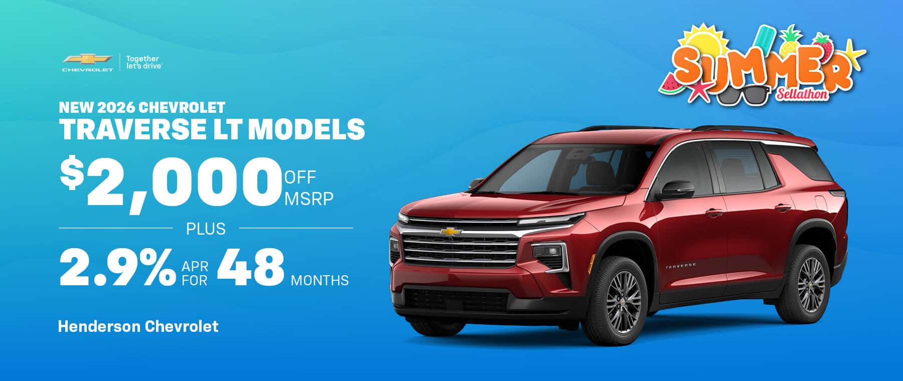 Get $2,000 Off MSRP A New 2026 Chevrolet Traverse LT Models