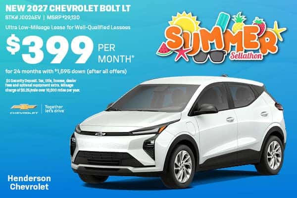Lease a New 2027 Chevrolet Bolt LT for $399/month 