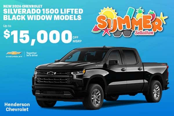 Get Up to $15,000 Off MSRP On New 2026 Chevrolet Silverado 1500 RST Lifted Black Widow Models 