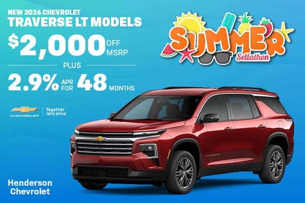 Get $2,000 Off MSRP A New 2026 Chevrolet Traverse LT Models