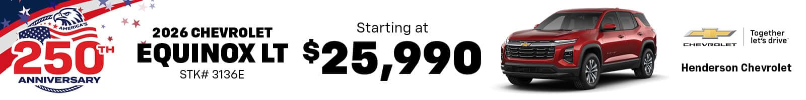 Get A 2026 Chevrolet Equinox LT Starting at $25,990