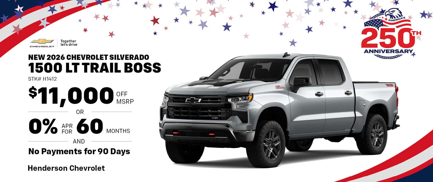 Get $11,000 Off MSRP On A New 2026 Chevrolet Silverado 1500 LT Trail Boss