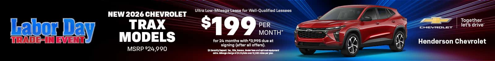Lease a New 2026 Chevrolet Trax modelfor $199/month
