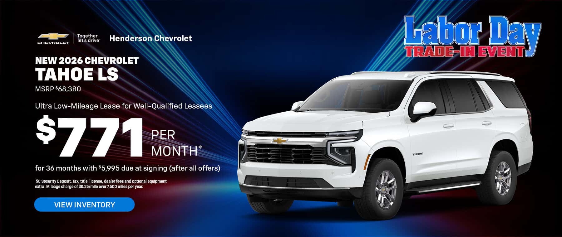 Lease a New 2026 Chevrolet Tahoe LS for $771/month