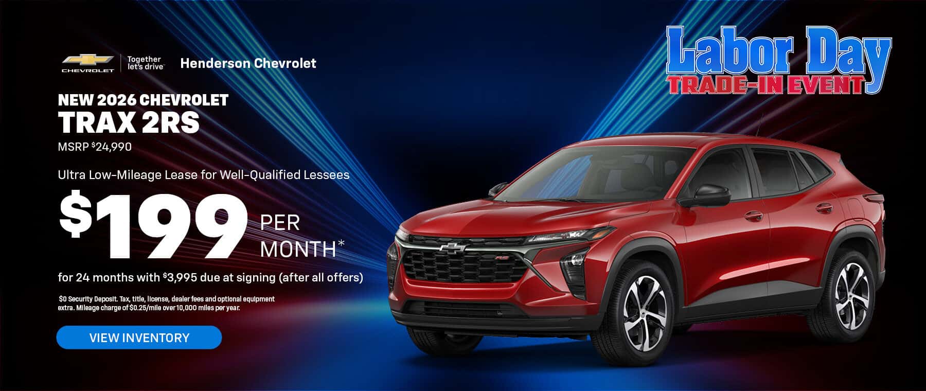Lease a New 2026 Chevrolet Trax 2RS for $199/month