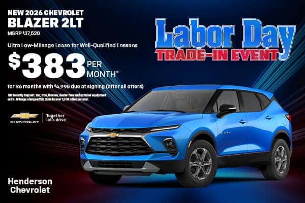 Lease a New 2026 Chevrolet Blazer 2LT for $383/month