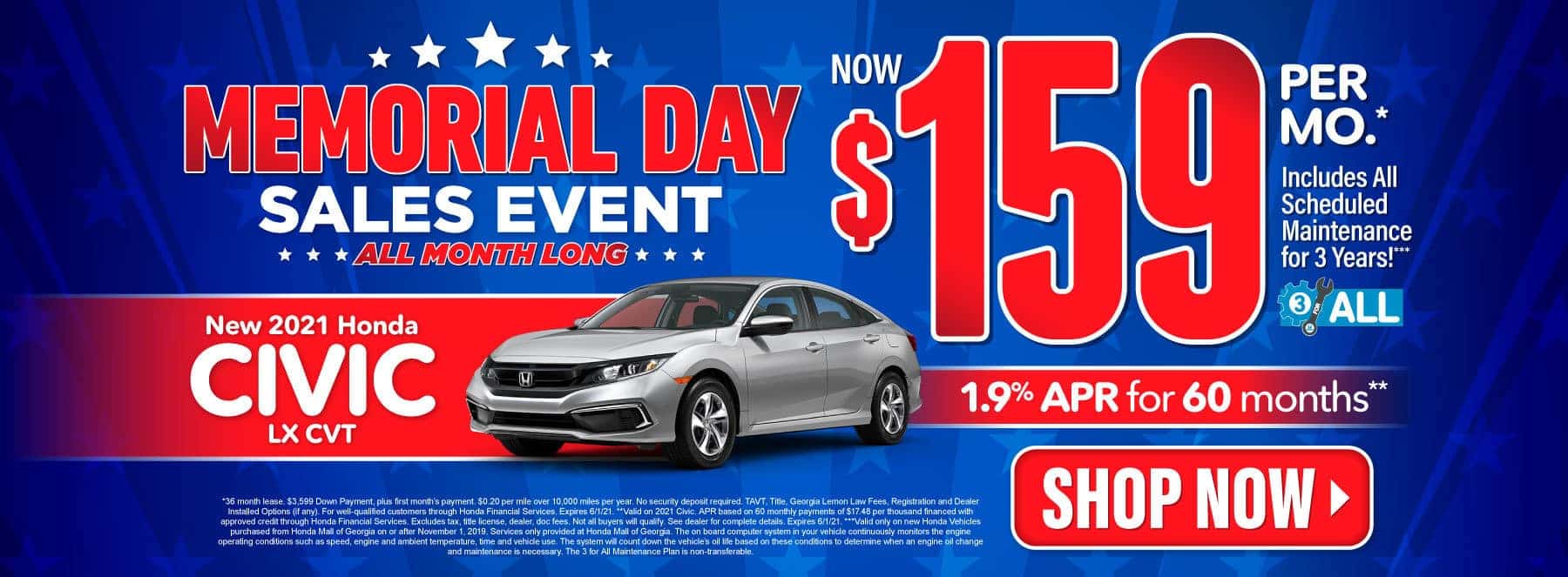 New 2021 Honda Civic | Now $159 per month | Act Now