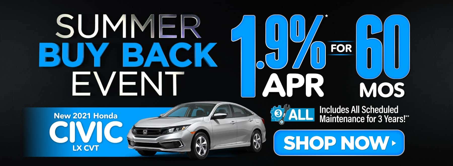 New 2021 Honda Civic - 1.9% APR for 60 months - Shop Now