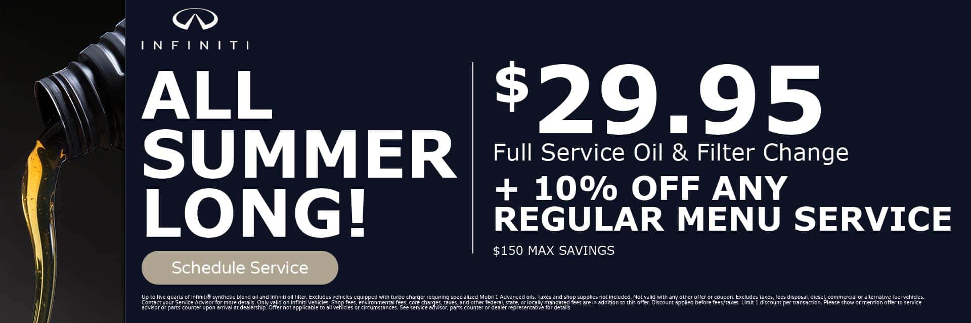 INFINITI charlotte oil and filter change special
