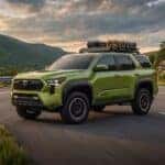 2026 Toyota 4Runner driving on a mountain highway highlighting gas mileage and trim efficiency