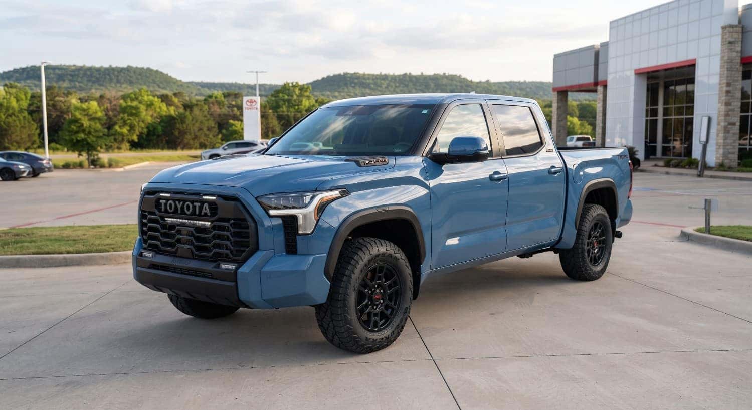 2026 Toyota Tundra TRD Pro in Wave Maker blue parked outside at James Hodge Toyota in Muskogee, OK