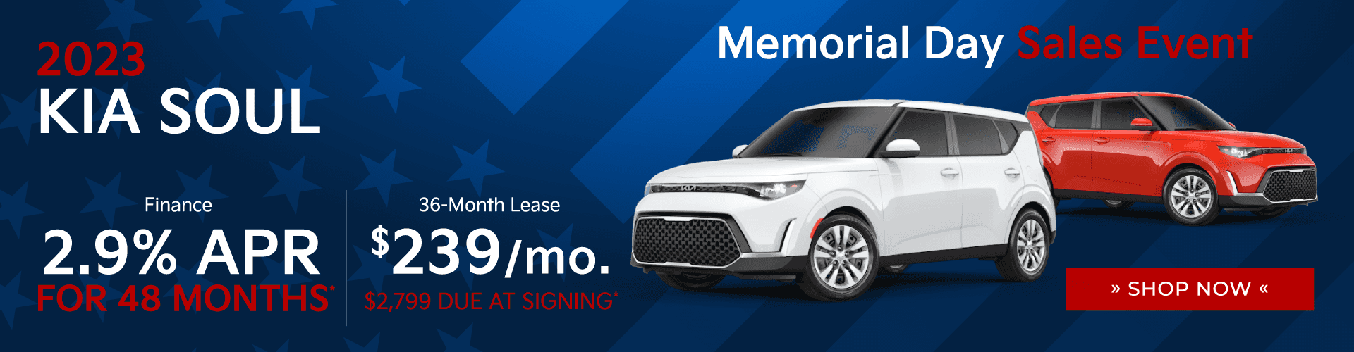 2023 Kia Soul 2.9% APR for 48 months $239 a month for 36 month Lease with $2,799 Due at Lease Signing