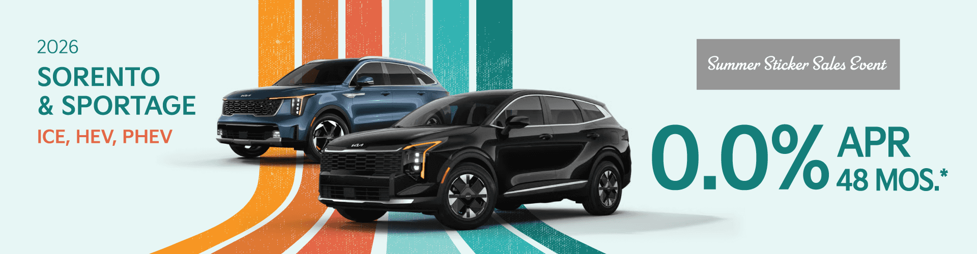 2026 Kia Sorento & Sportage ICE, HEV, PHEV: 0.0% APR for 48 months*